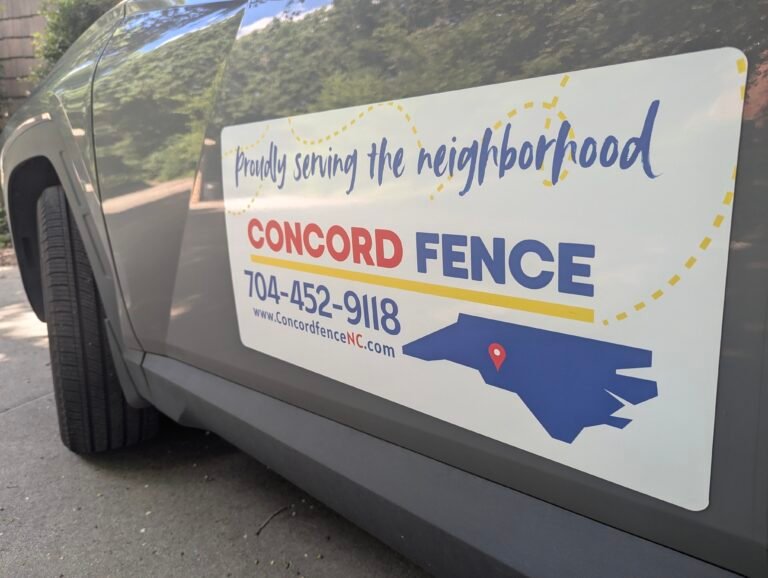 the car door of a residential fence company in concord NC