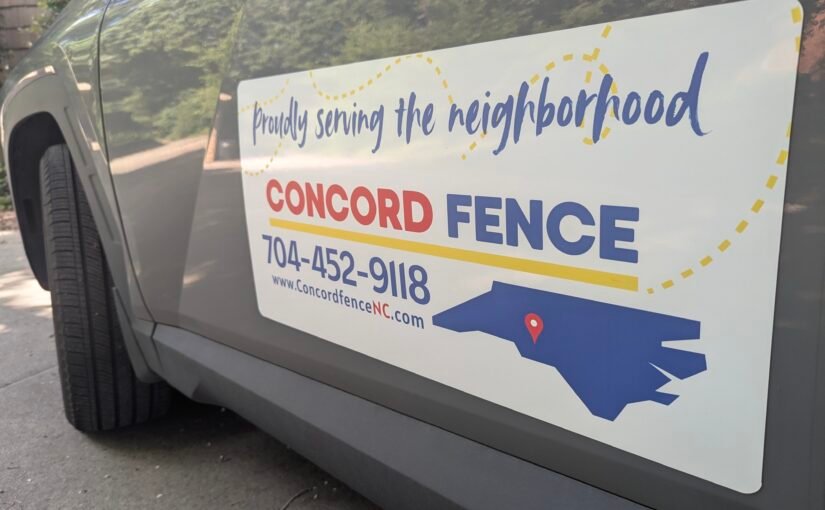 the car door of a residential fence company in concord NC