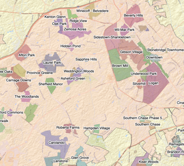 an overhead shot of a map of cabarrus county